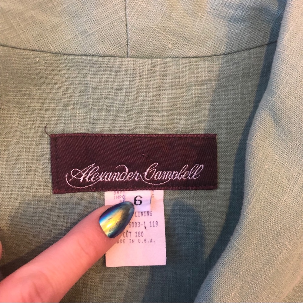 VTG Sage Linen Vest Sleeveless Top Button Down - Picture 5 of 7